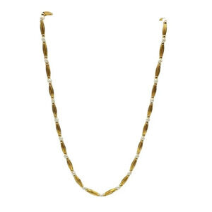 Anne Klein Faux Pearl Beaded Rice Beads Chain Necklace Gold Tone Vintage